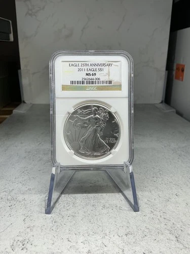 2011 $1 American 999 Silver Eagle 25th Anniversary NGC MS69 Brown Label