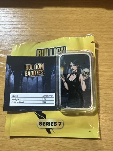 Bullion Baddies 1 oz silver bar "Mortuary Michelle" Halloween Special W/COA