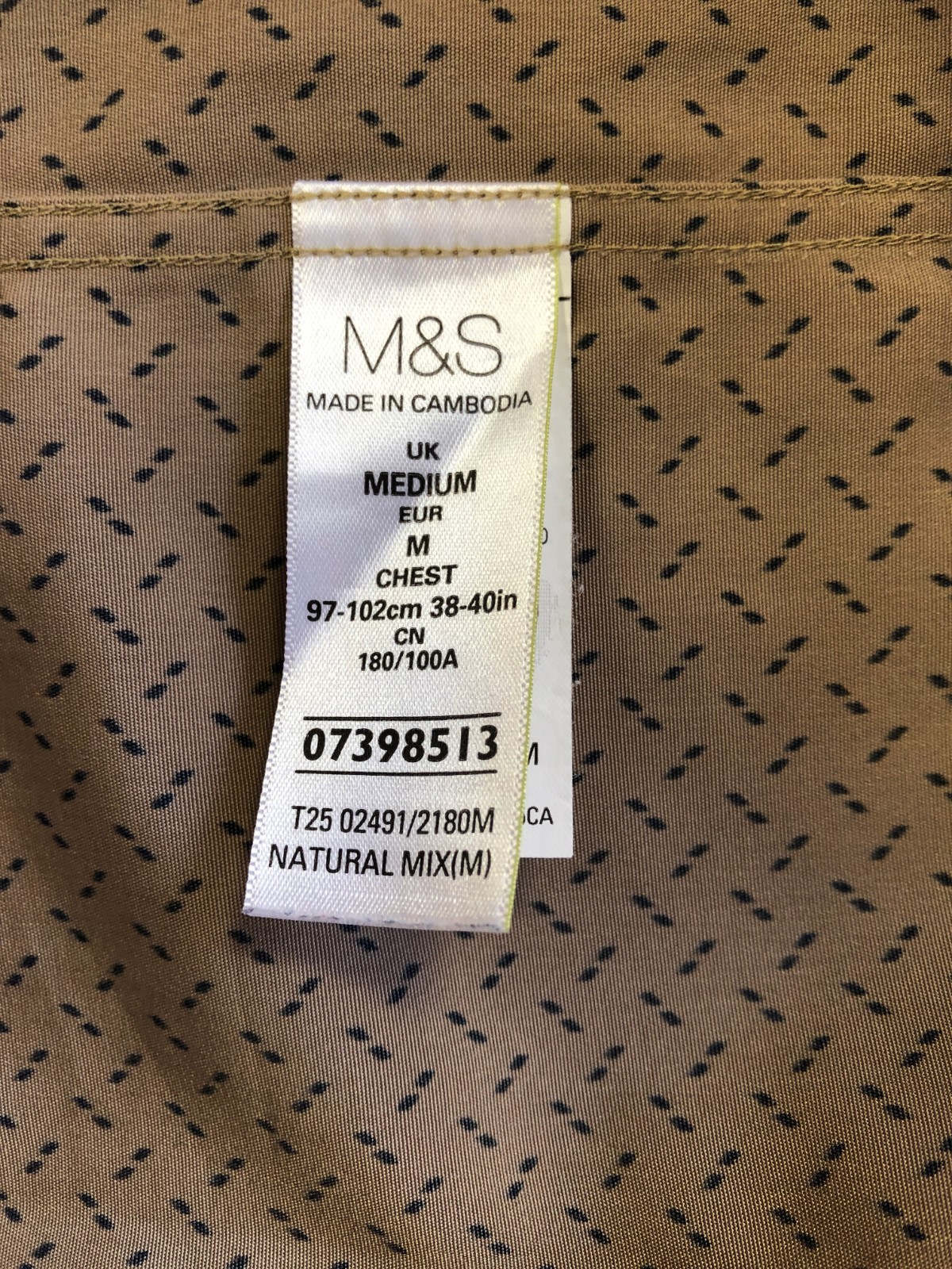 M&S Collection Beige Collared Short Sleeve Medium Shirt Pre-Owned image 5