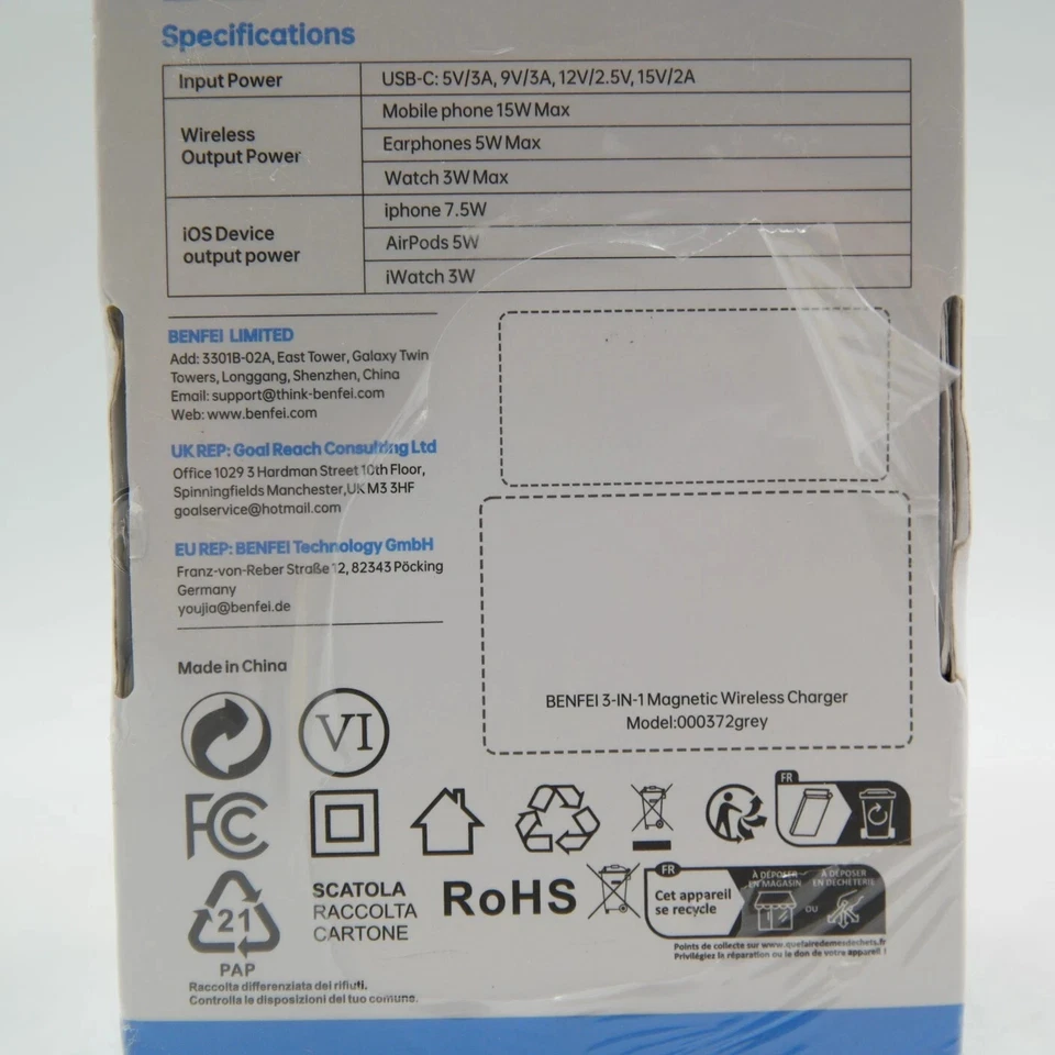 Cargador Inalámbrico Magnético 3 en 1 BENFEI para iPhone 15/14/13/12 Apple Watch Nuevo Foto 3 de 4