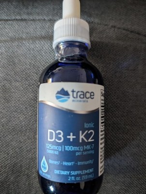 Trace Minerals Ionic D3 & K2 - 2 Oz Liquid. 01/2026