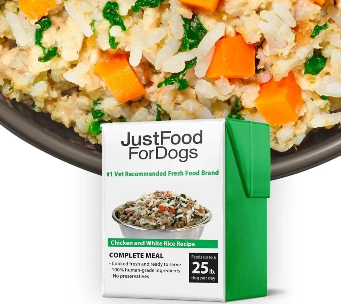 JustFoodForDogs Chicken & White Rice Recipe Fresh Dog Food pack of 6