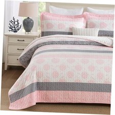 Quilts Queen Size,Cotton Pink Comforter Set Queen 90"x98" 03pink/Grey