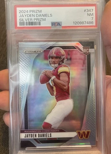2024 Panini Prizm #347 Jayden Daniels Silver Prizm Rookie Card RC PSA 7 NM