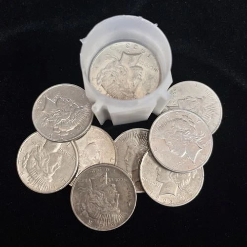 Tube Of Peace Silver Dollars, Mix Date/Mint 90% Peace Dollars, 20 Coins In Tube