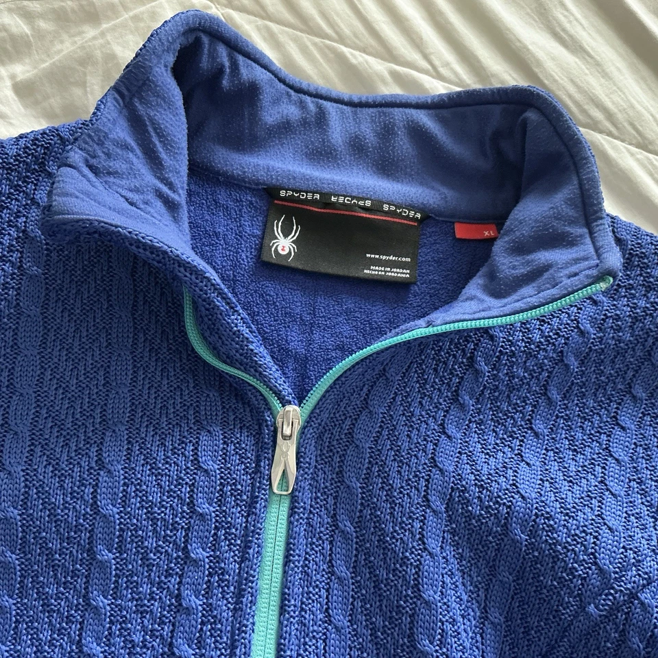 Chaqueta Spyder Major Cable Stryke Talla XL Azul Núcleo Suéter Cremallera Deportiva Versátil Foto 2 de 4