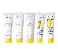 Lot of 5 Supergoop Unseen Sunscreen SPF 40 50 Travel Size 0.34oz Each