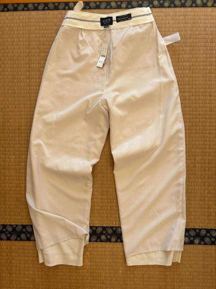 Pantalón J Crew Collection lengüeta lateral en mezcla de lino italiano talla 4 marfil nuevo con etiqueta Foto 4 de 4