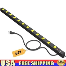 12 Outlet Power Strip Surge Protector Mountable 6ft Extension Cord Heavy Duty US