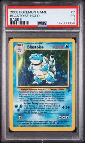 2000 POKEMON BASE SET 2 #2 BLASTOISE-HOLO PSA 1
