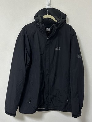 JACK WOLFSKIN~Texapore Nanuk 200 Black Hooded Removable Fleece Lined Jacket XXL