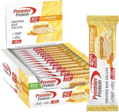 PREMIER PROTEIIN 12x50g Eiweißriegel Bar Deluxe 40% White Chocolate Vanilla