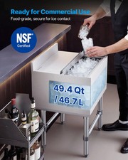Commercial Ice Bin, 49.4 Qt Max Capacity, 18 x 18 x 33 Inch Stainless Steel Ice
