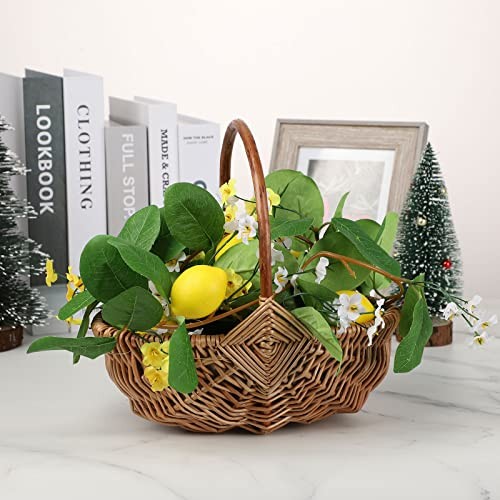 Rattan Flower Basket, Handmade Wicker Planter Basket with Plastic Liner & - Picture 7 of 7