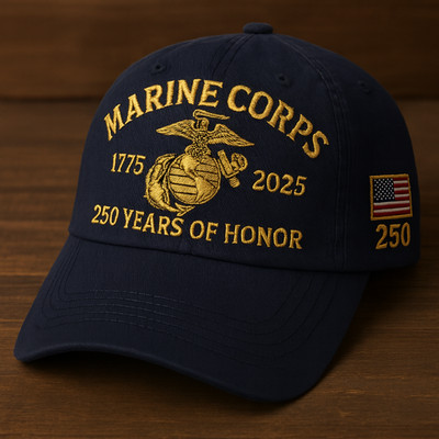 USMC 250th Anniversary Navy Hat Marine Corps 1775-2025 Embroidered Cap