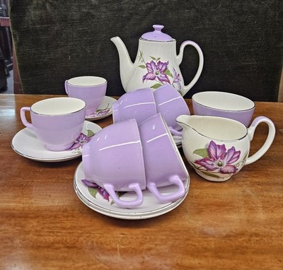 Vintage Palissy '' CLEMATIS '' 15-teiliges Kaffeeservice