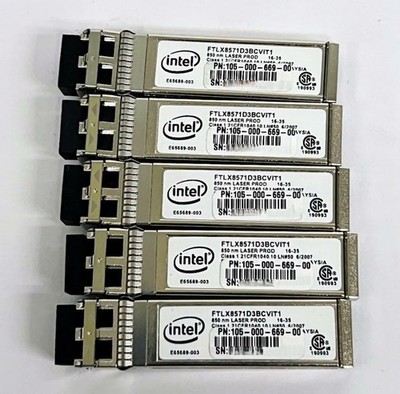 Lot of 5 Intel FTLX8571D3BCVIT1 10G SR SFP+ Transceiver X520 X710 Dell