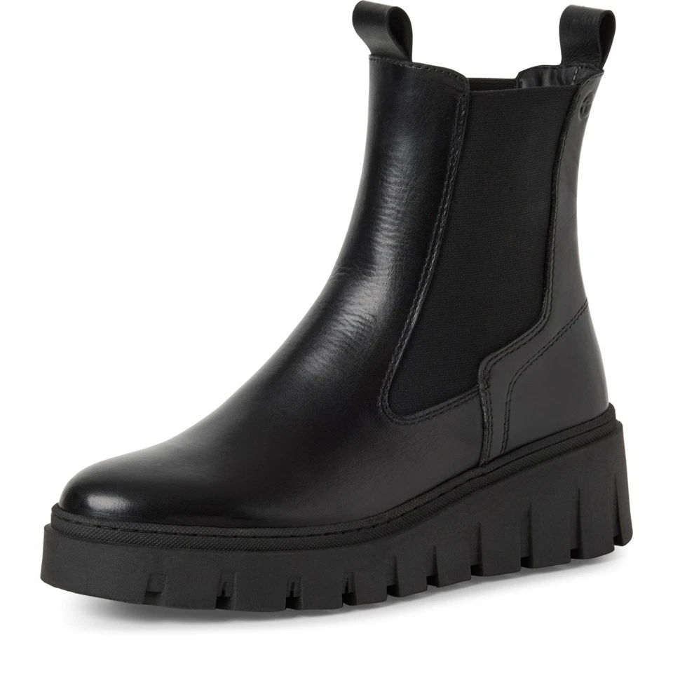 Tamaris Leder Chelsea Boot - Schwarz Leder/Textil