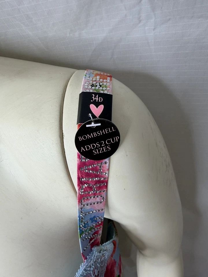 Victoria's Secret Bombshell Plunge Azul Floral 34D Sujetador y Conjunto de Panty a Juego Nuevo con Etiquetas Foto 3 de 4