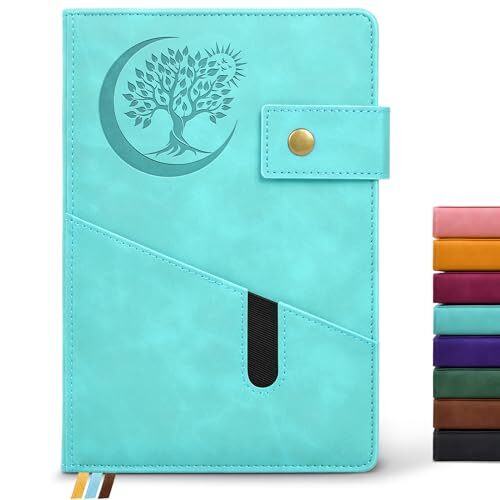 Blank Journal Notebook, A5 Hardcover Leather Sketchbook with Blank Page Blue