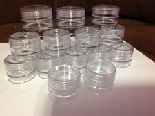 50 Small Clear Plastic Jars 5 ml- clear lids- Containers-Pots 1spoon beads seed 