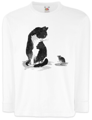 Cat And Mouse Kids Long Sleeve T-Shirt Cats Love Addicted Addiction Person