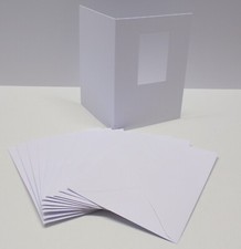 10 x White Oblong Aperture Card Blanks With Envelopes, 250gsm - SC105 5x7