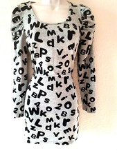 Women Fitted Bodycon Pencil Midi cocktail Alphabet Casual long sleeve dress