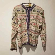 Vintage Bushwacker USA Womens Jacquard Knit Toggle Cardigan Sweater Size 12