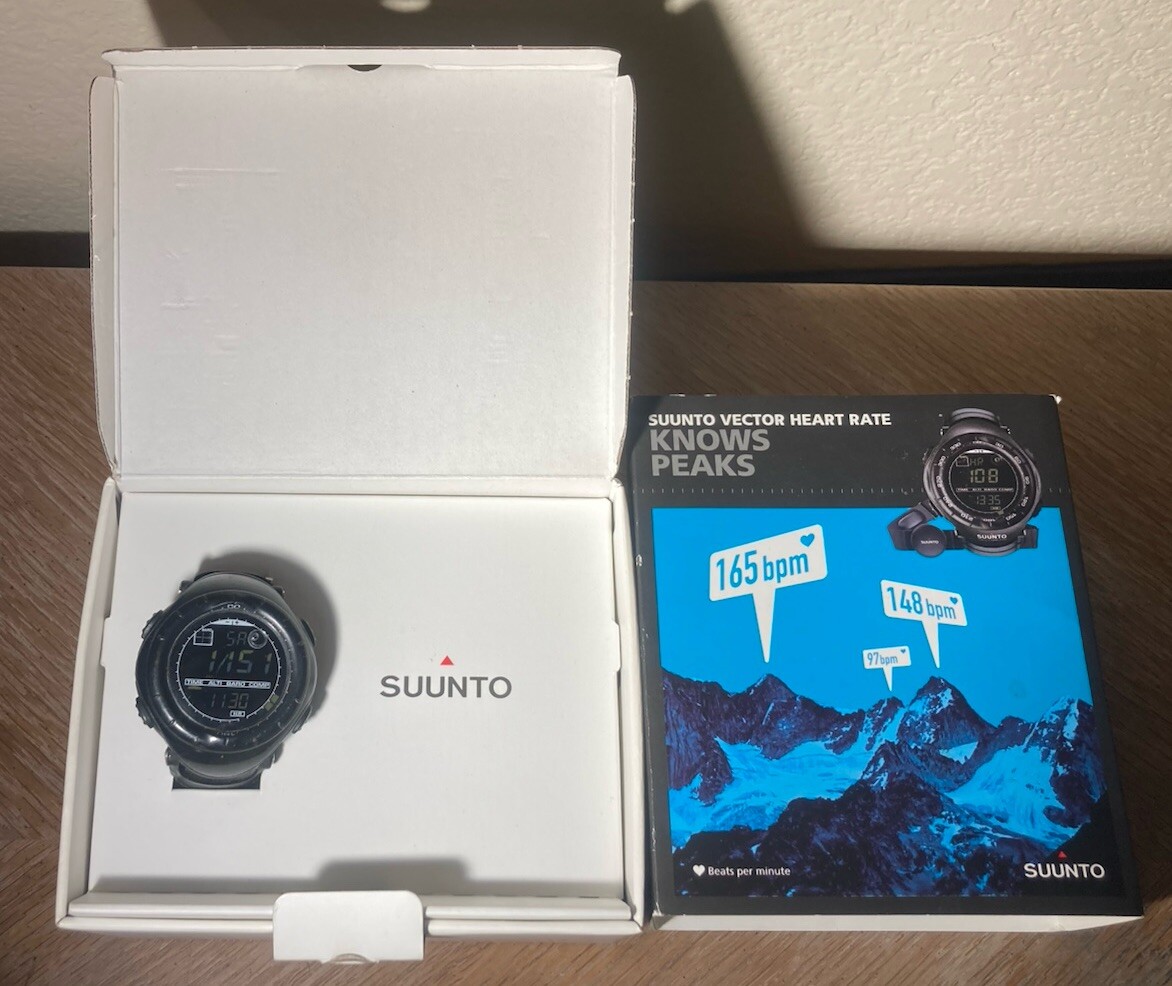 Suunto Vector HR Made In Finland Black with Belt, New Battery | eBay