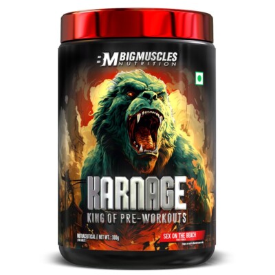 Karnage Pre workout veg (60 Servings) Improve Focus, Strength, Energy 300gm