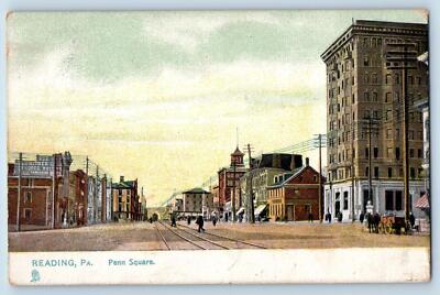 Reading Pennsylvania PA Postcard Penn Square Business Section c1905's Antique