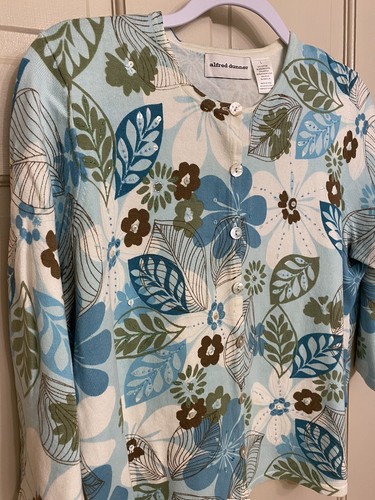 Alfred Dunner Sweater Cardigan Button 