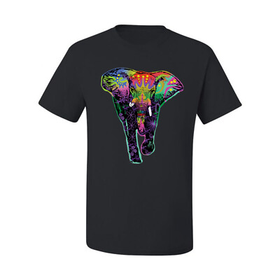 Colorful Rainbow Floral Elephant Animals Men Graphic Tshirt