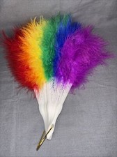 Colorful Folding Rainbow Feather Fan Drag Rave Burlesque Festival Costume