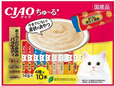 INABA CIAO Churu Liquid Cat Treats 14 g × 40 Sticks Tuna Chicken Variety