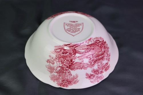 Alfred Meakin TONQUIN Pink Red 7 " Bowl Scalloped Rim Full Design England - Picture 10 of 12