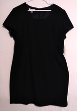 Dress Barn Women's Black Little Dress Shift 16 Lined Split Slit NWT $39.99
