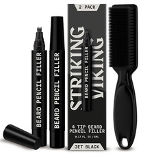 2 Pack Beard Pencil Filler for Men with 4 Tips Jet Black - Fill, Shape  Defin