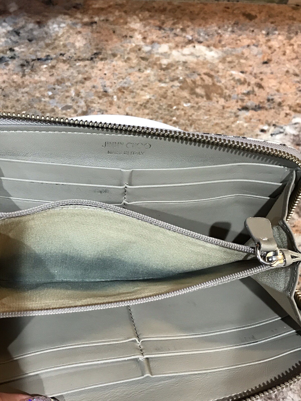 JIMMY CHOO Star Studded Python Embossed Leather Z… - image 10