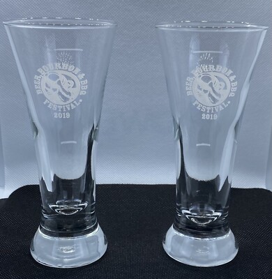 Beer Bourbon & BBQ Festival 2019 Set Of 2 Souvenir Tasting Glasses EUC
