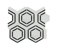 5-PACK MSI Georama Nero 13" x 11" Polished Marble Mesh-Mount Mosaic Tile