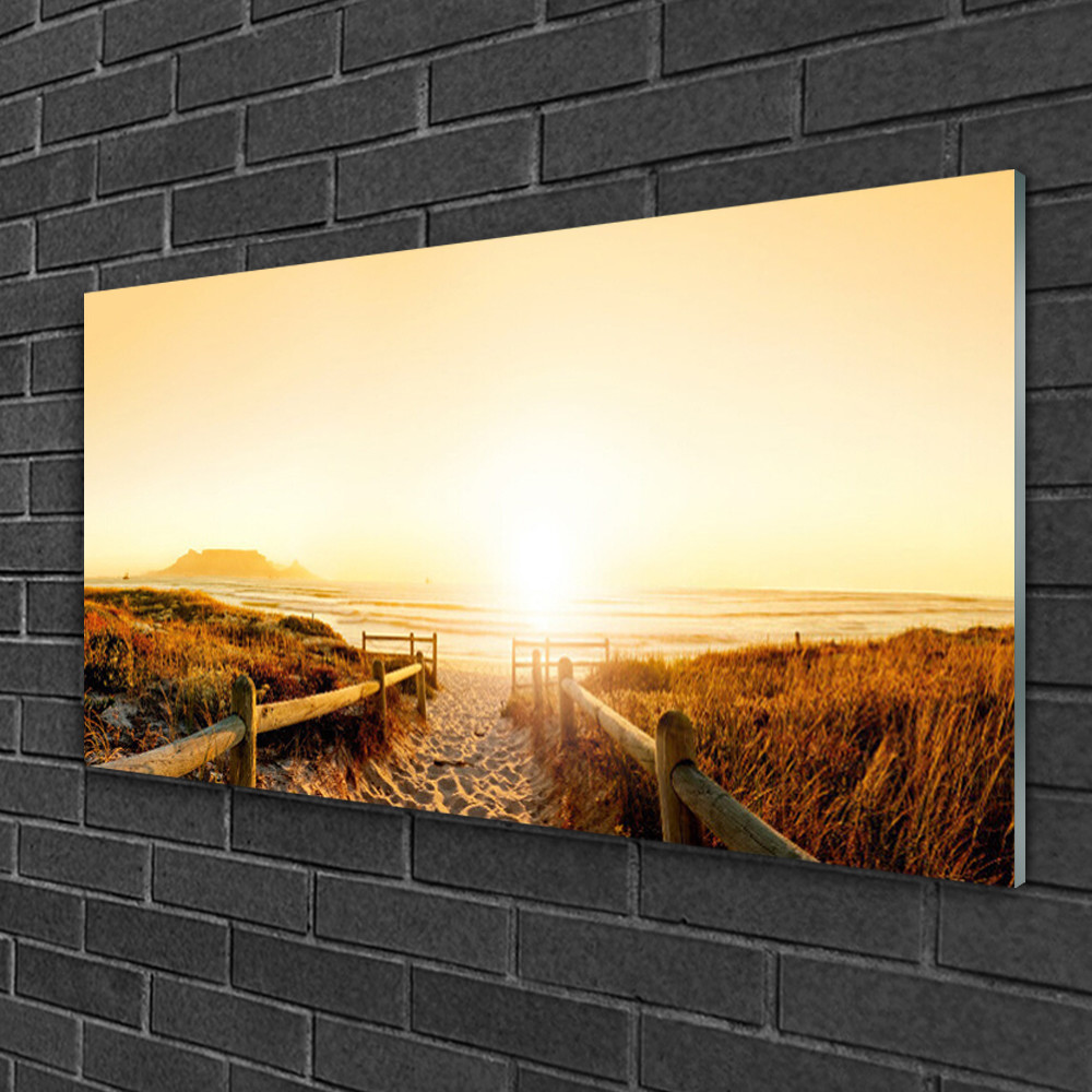 Tableau sur verre decoration murale paysage sentier 100x50 impression panoramique moderne