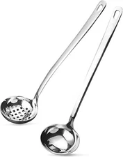 18/8 Stainless Steel Ladle Spoon 2 Piece Setthe one slotted ladle and small l...