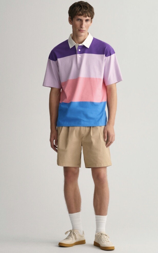 GANT ~ Retro Block Stripe SS Rugger Dark Violet Size ~ Large 2002020 RRP £135 image 4