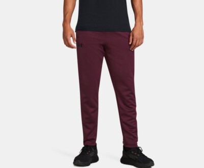 Mens Under Armour Fleece Sweatpants Small Maroon New