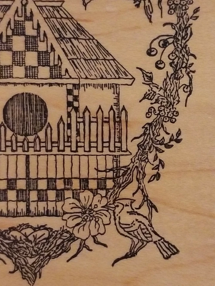 Carimbo de borracha montado em arte Hampton 1998 Lynn Norton Parker casa de pássaros coroa de coração - Imagem 4 de 4