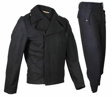 GERMAN ELITE PANZER BLACK WOOL OUTDOORS JACKET & PANTS SET SIZE S WWII REPRO