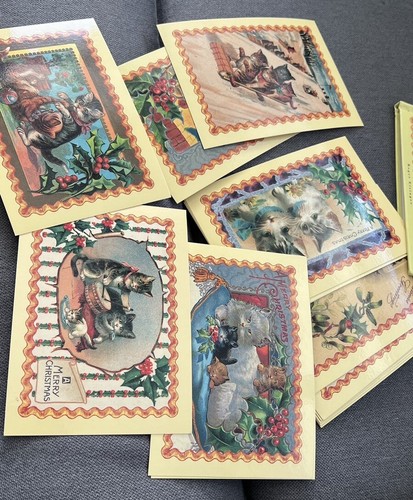 Victorian Christmas Cats Postcards & Book Christmas Greetings 15 Cards & Book - Picture 5 of 7