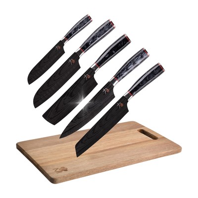 MasterPRO Tetsu | Couteaux de Cuisine set 5 japonais et planche à découper po...